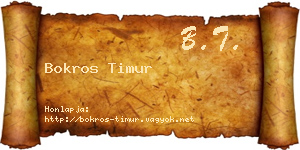 Bokros Timur névjegykártya